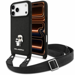 Husa iPhone 17 Pro Max Karl Lagerfeld Saffiano K&C Metal Pin Crossbody, negru, KLHCP18XSAKCPBK