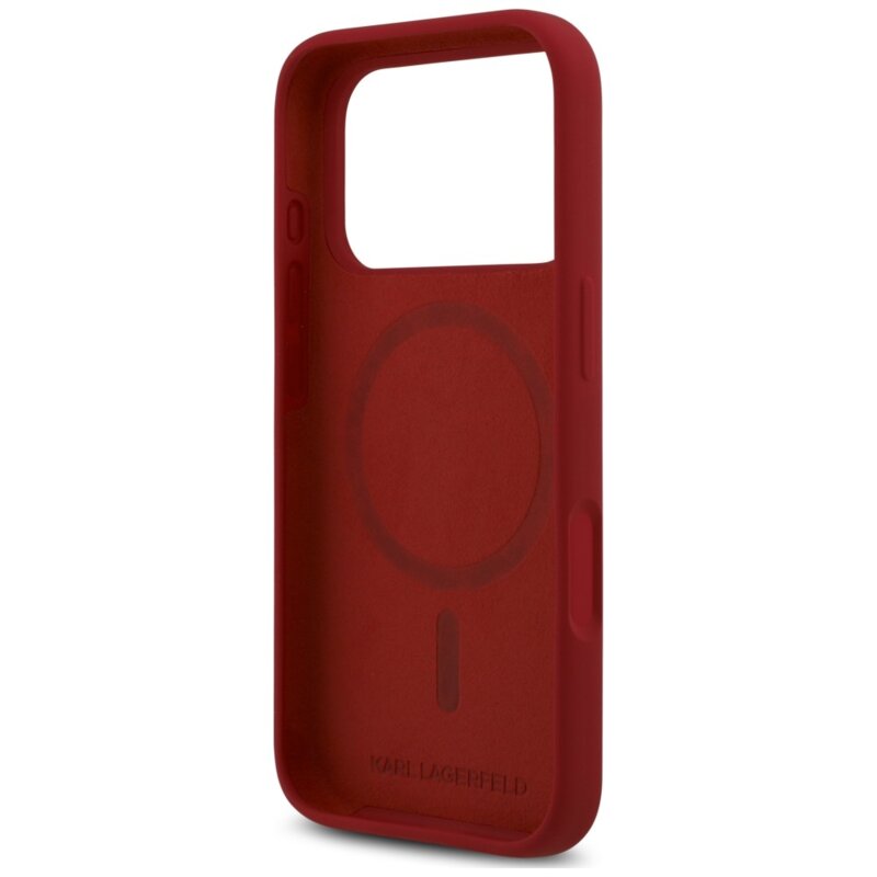Husa Karl Lagerfeld iPhone 18 Pro Max Silicone KC Body Ring MagSafe, rosu, KLHMP18XSCMKCRHR
