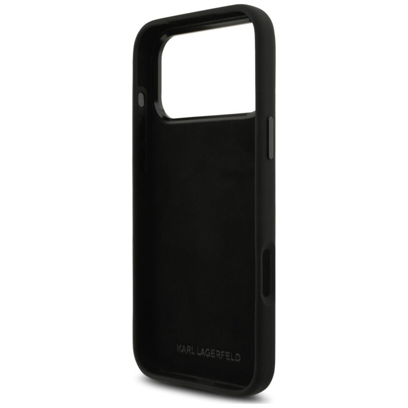 Husa Karl Lagerfeld iPhone 18 Pro Max Silicone Choupette Metal Pin, negru, KLHCP18XSMHCNPK