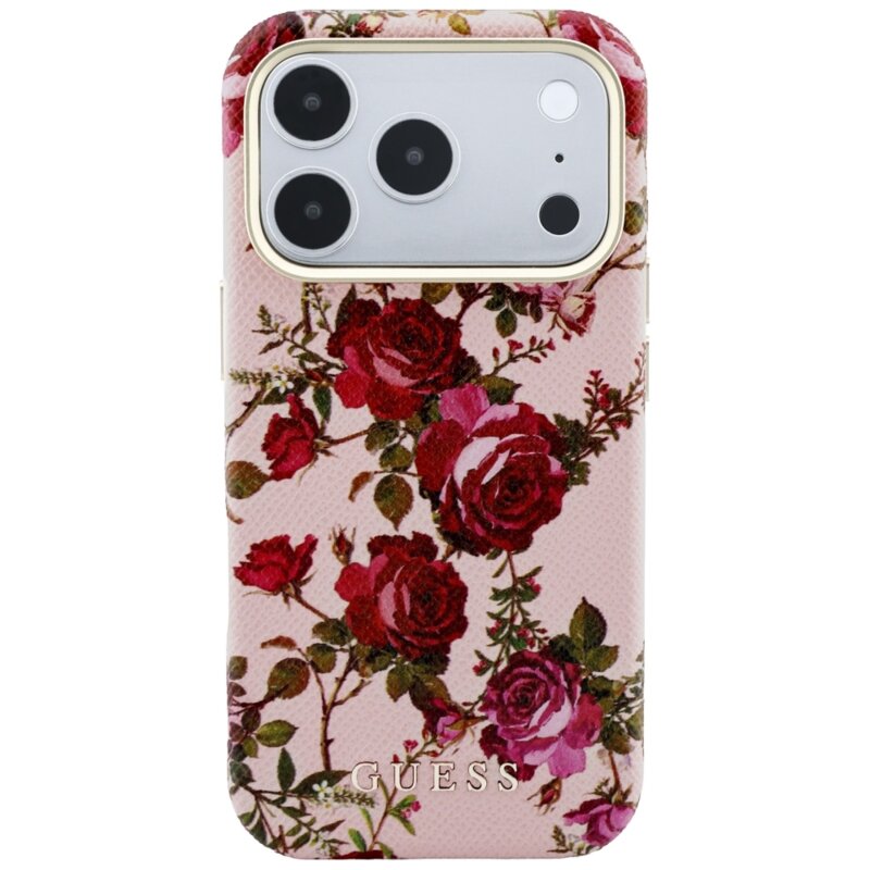 Husa originala Guess iPhone 18 Pro Max Blossom Roses Print MagSafe, roz, GUHMP18X6PWGTBEP