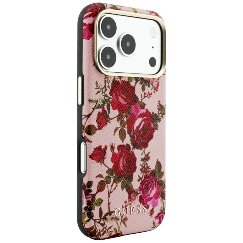 Husa originala Guess iPhone 18 Pro Max Blossom Roses Print MagSafe, roz, GUHMP18X6PWGTBEP