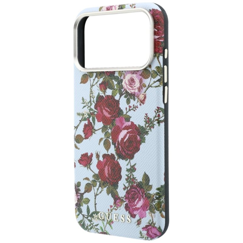 Husa originala Guess iPhone 18 Pro Max Blossom Roses Print MagSafe, bleu, GUHMP18X6PWGTBEB