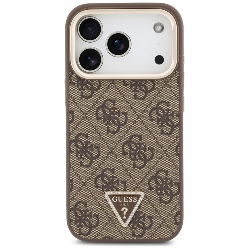 Husa iPhone 18 Pro Guess Hardcase 4G Triangle Logo & Stand Camera MagSafe, maro, GUHMP18XPCS4GPTW