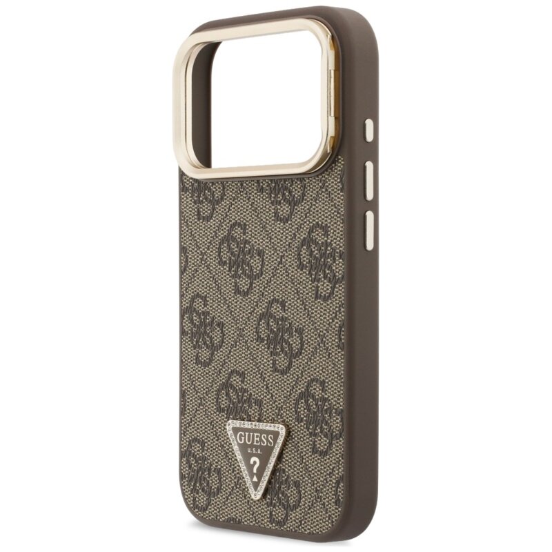Husa iPhone 18 Pro Max Guess Hardcase 4G Triangle Logo & Stand Camera MagSafe, maro, GUHMP18XPCS4GPTW