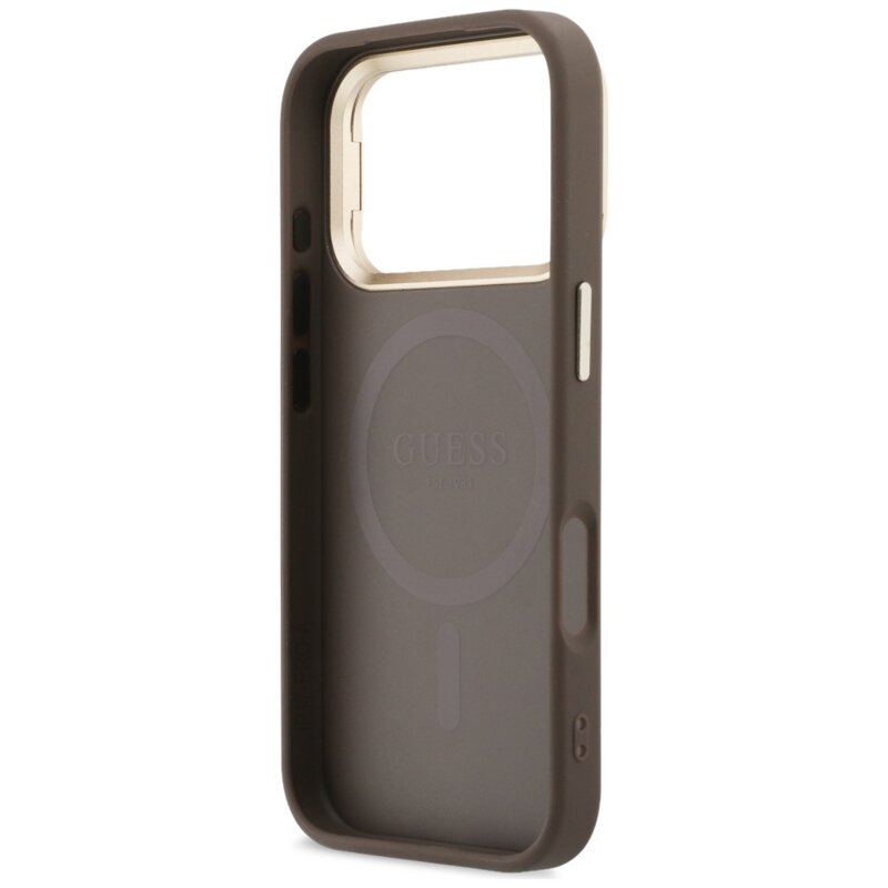 Husa iPhone 18 Pro Max Guess Hardcase 4G Triangle Logo & Stand Camera MagSafe, maro, GUHMP18XPCS4GPTW