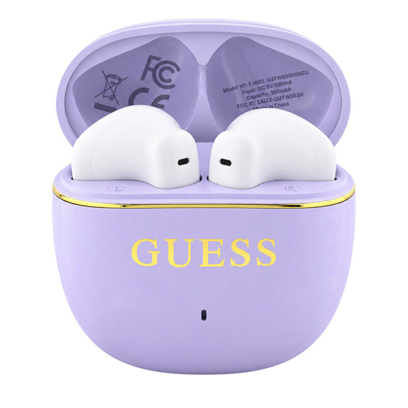 Casti Bluetooth Guess Glossy Gold Line Classic, mov, GUTWSG3HGECU
