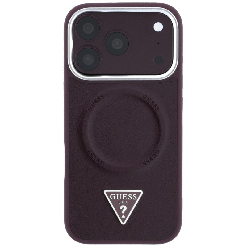 Husa originala Guess iPhone 18 Pro Max Hardcase Triangle Logo MagSafe, bordo, GUHMP18XPSDTSCMU