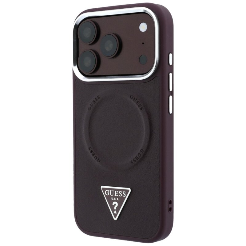 Husa originala Guess iPhone 18 Pro Max Hardcase Triangle Logo MagSafe, bordo, GUHMP18XPSDTSCMU