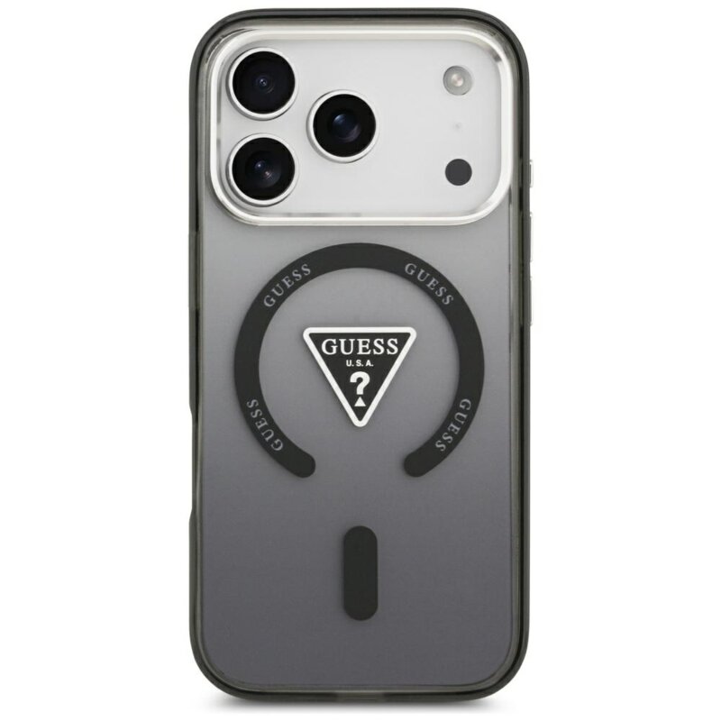 Husa iPhone 18 Pro Max originala Guess IML Gradient Triangle MagSafe, negru, GUHMP18XHGTMLCGK