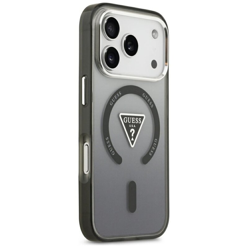 Husa iPhone 18 Pro Max originala Guess IML Gradient Triangle MagSafe, negru, GUHMP18XHGTMLCGK
