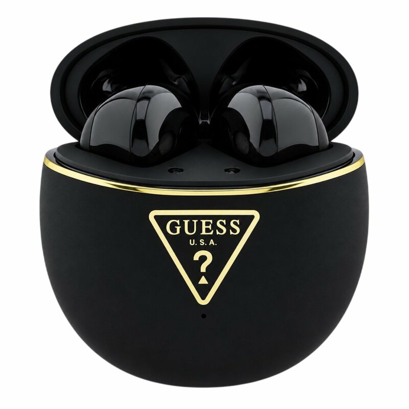 Casti Bluetooth TWS Guess Script Print, negru, GUTWSA15HETK