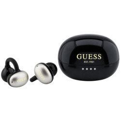 Casti wireless Bleuetooth 5.4, 300mAh Guess Metalic Finish, negru