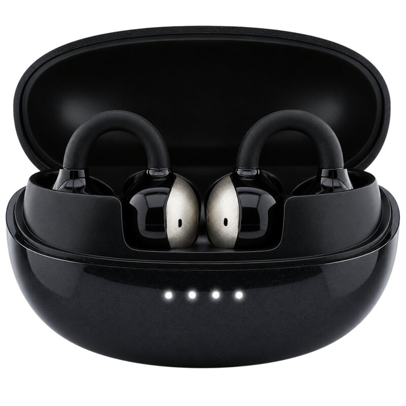 Casti wireless Bleuetooth 5.4, 300mAh Guess Metalic Finish, negru