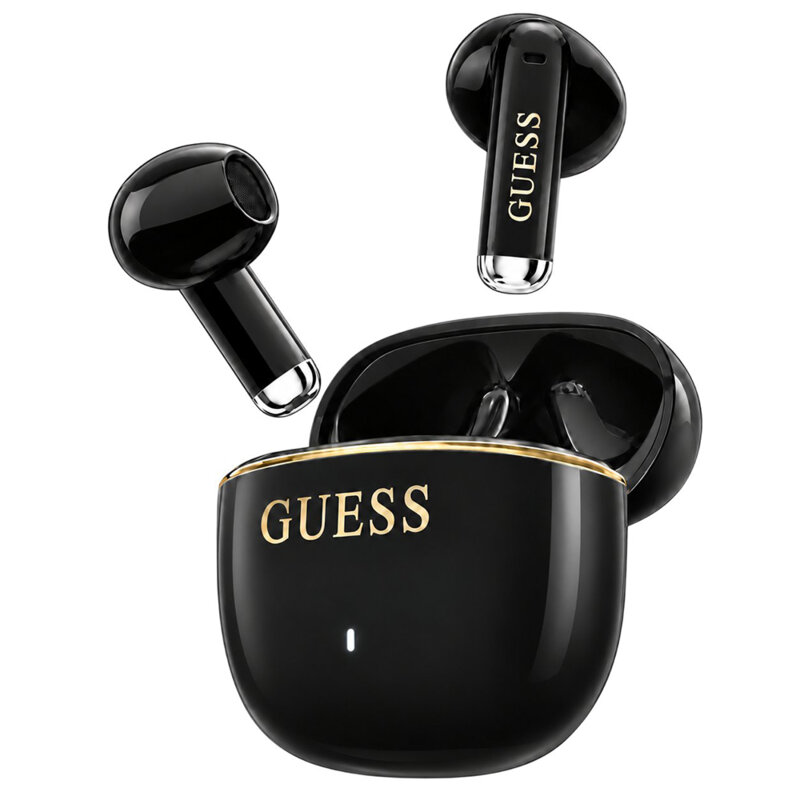 Casti Bluetooth Guess Glossy Gold Line Classic, negru, GUTWSG3HGECK