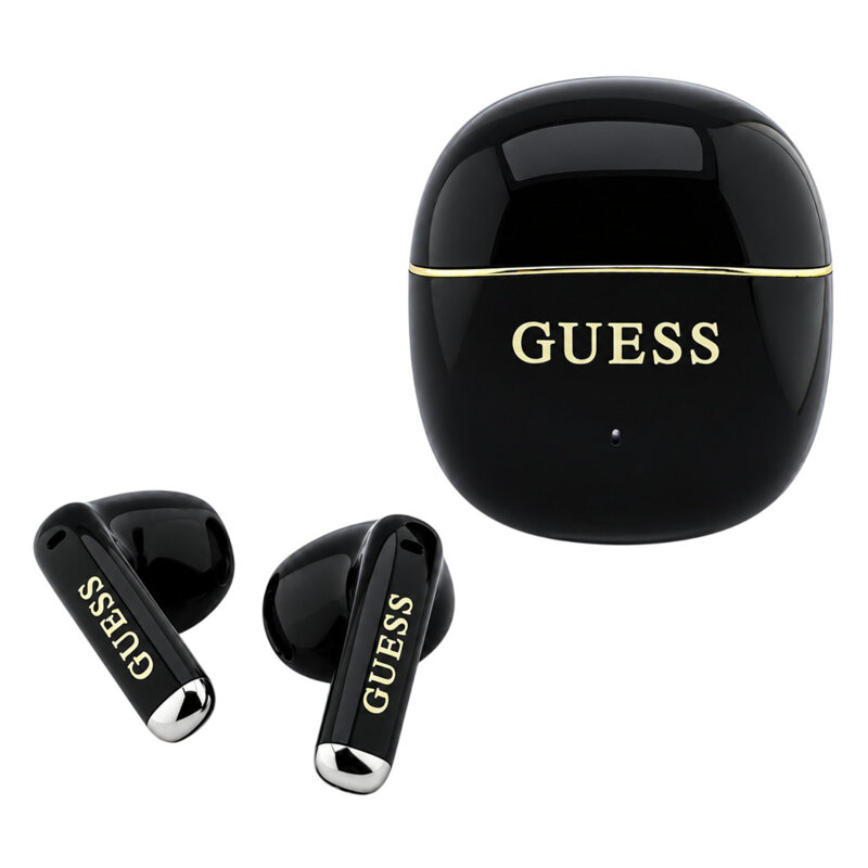 Casti Bluetooth Guess Glossy Gold Line Classic, negru, GUTWSG3HGECK