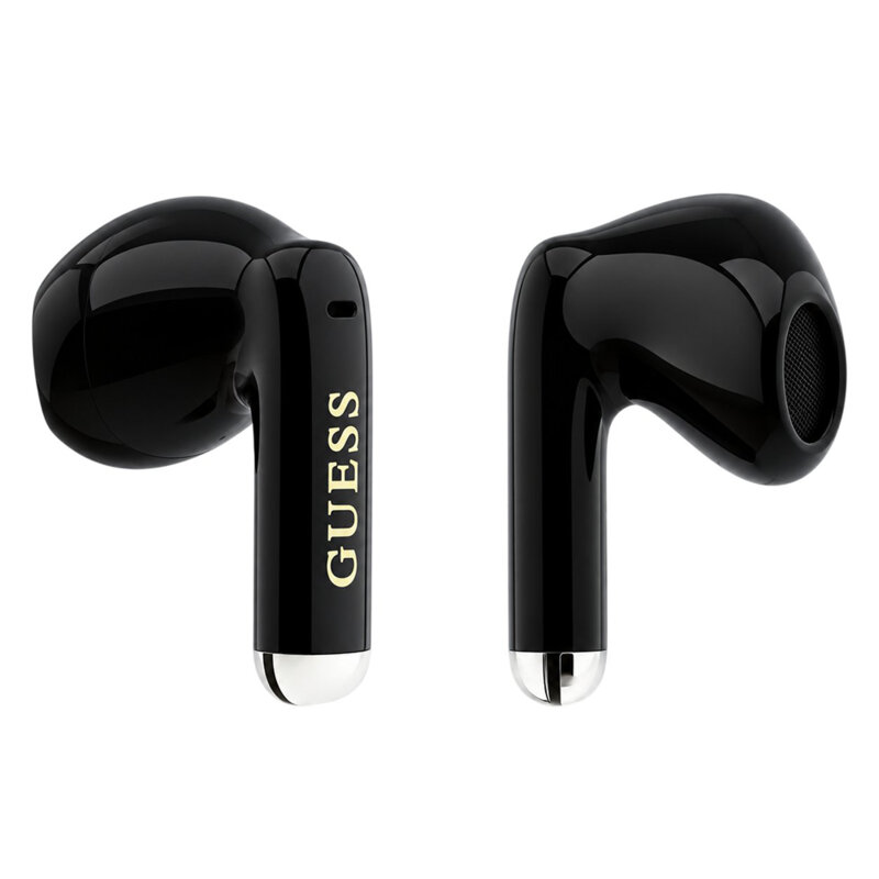Casti Bluetooth Guess Glossy Gold Line Classic, negru, GUTWSG3HGECK