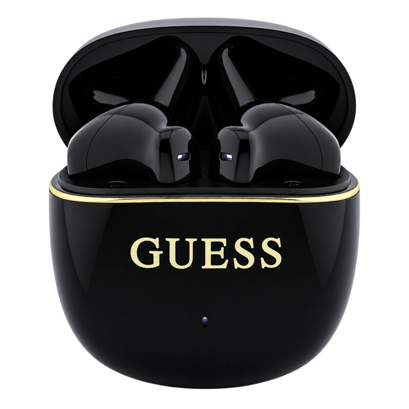 Casti Bluetooth Guess Glossy Gold Line Classic, negru, GUTWSG3HGECK