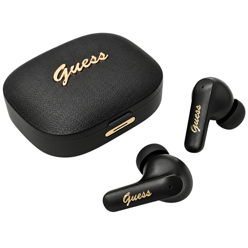 Casti Bluetooth Guess Script Metal Logo, negru, GUTWSX45PGSK