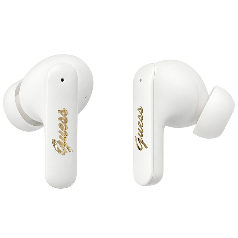 Casti Bluetooth Guess Script Metal Logo, alb, GUTWSX45PGSH