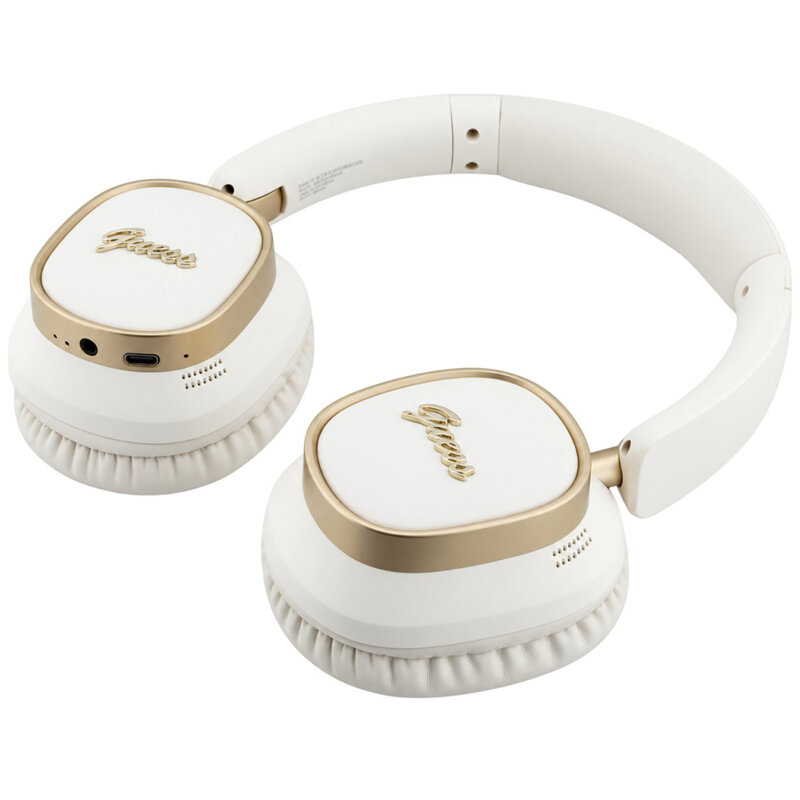 Casti Bluetooth Guess Rectangle Metal Script, alb, GUBHV28HGCSME