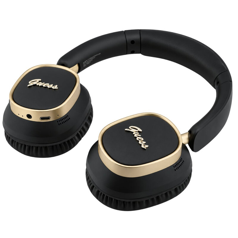 Casti Bluetooth Guess Rectangle Metal Script, negru, GUBHV28HGCSMK