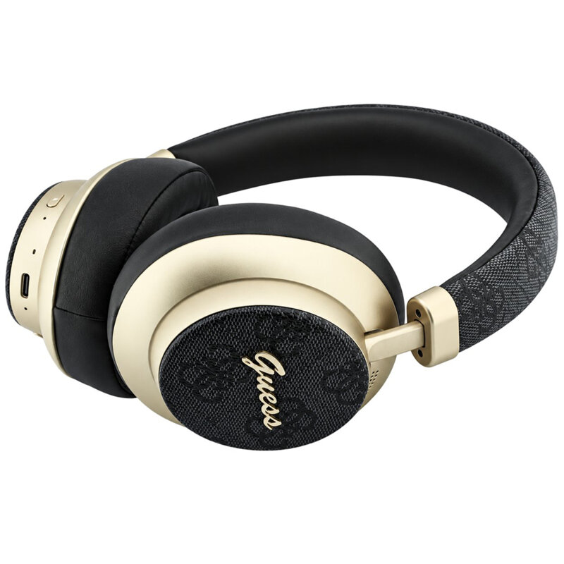 Casti Bluetooth Guess 4G Gold Script Metal, negru, GUBHP83P4CSCMK