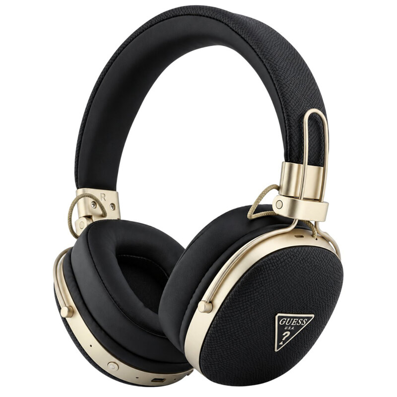 Casti Bluetooth Guess Grained Triangle Logo, negru, GUBHP72PGTCSK