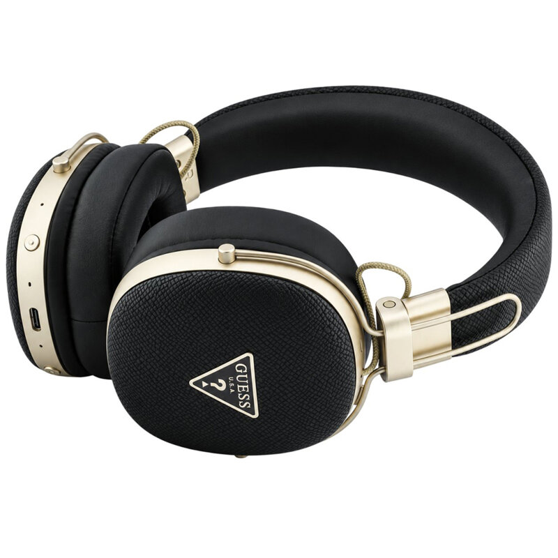 Casti Bluetooth Guess Grained Triangle Logo, negru, GUBHP72PGTCSK