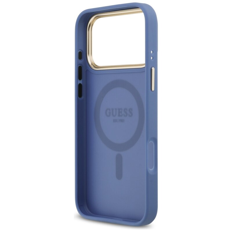 Husa originala Guess iPhone 18 Pro Max Hardcase 4G Strass Logo MagSafe, albastru, GUHMP18XP4GRMDEB