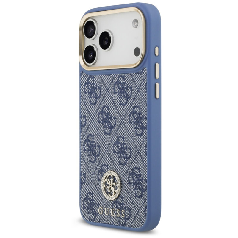 Husa originala Guess iPhone 17 Pro Max Hardcase 4G Strass Logo MagSafe, albastru, GUHMP18XP4GRMDEB