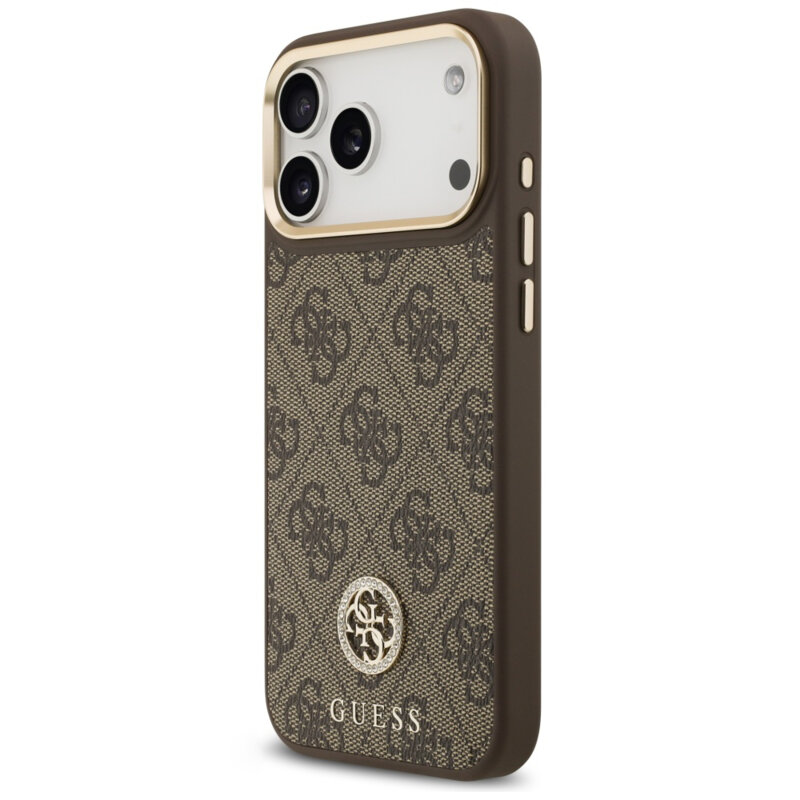 Husa originala Guess iPhone 18 Pro Max Hardcase 4G Strass Logo MagSafe, maro, GUHMP18XP4GRMDEW