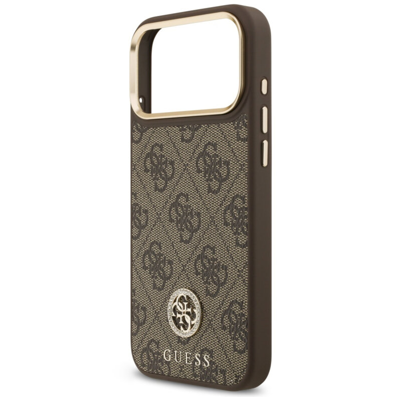 Husa originala Guess iPhone 18 Pro Max Hardcase 4G Strass Logo MagSafe, maro, GUHMP18XP4GRMDEW