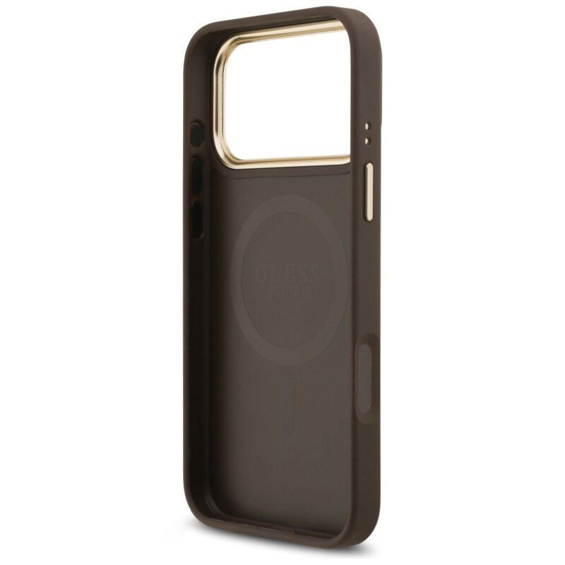 Husa originala Guess iPhone 18 Pro Max Hardcase 4G Strass Logo MagSafe, maro, GUHMP18XP4GRMDEW