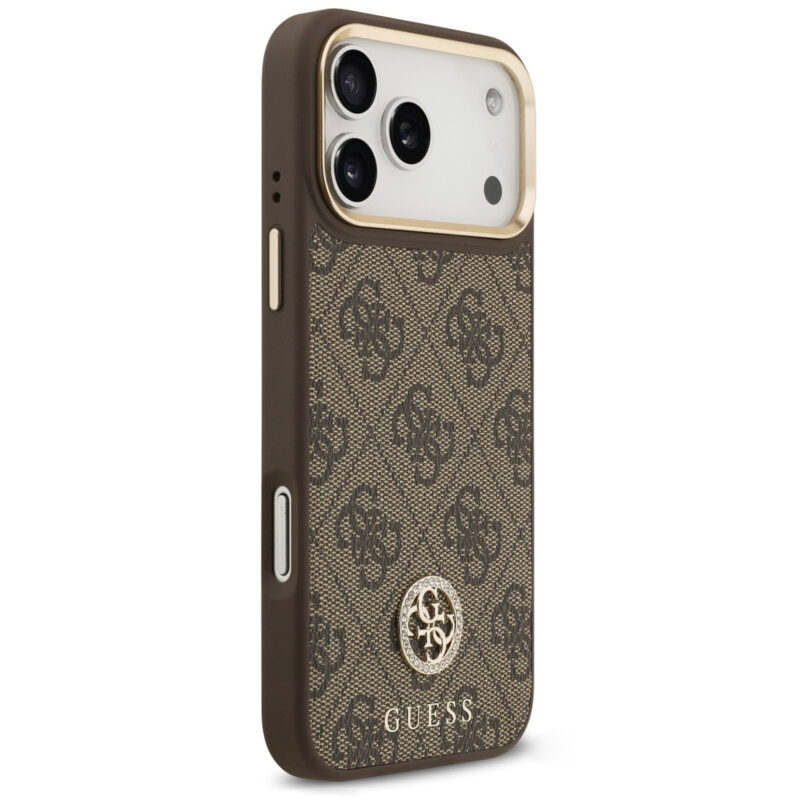 Husa originala Guess iPhone 17 Pro Max Hardcase 4G Strass Logo MagSafe, maro, GUHMP18XP4GRMDEW