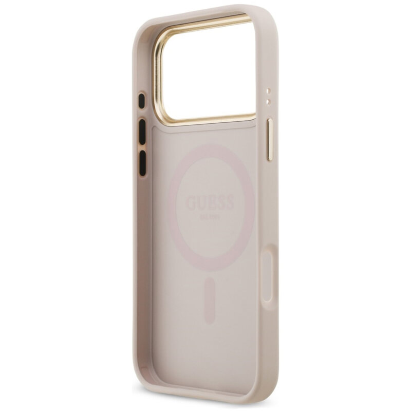 Husa originala Guess iPhone 17 Pro Max Hardcase 4G Strass Logo MagSafe, roz, GUHMP18XP4GRMDEP