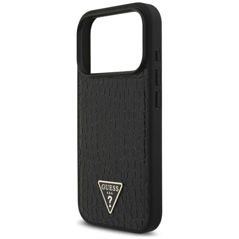 Husa originala Guess iPhone 17 Pro Croco Triangle Logo MagSafe, negru, GUHMP18LPCRTHCK