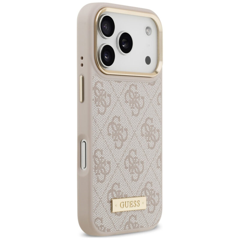 Husa originala Guess iPhone 17 Pro Hardcase 4G Logo Plate MagSafe, roz, GUHMP18LU4GPRP