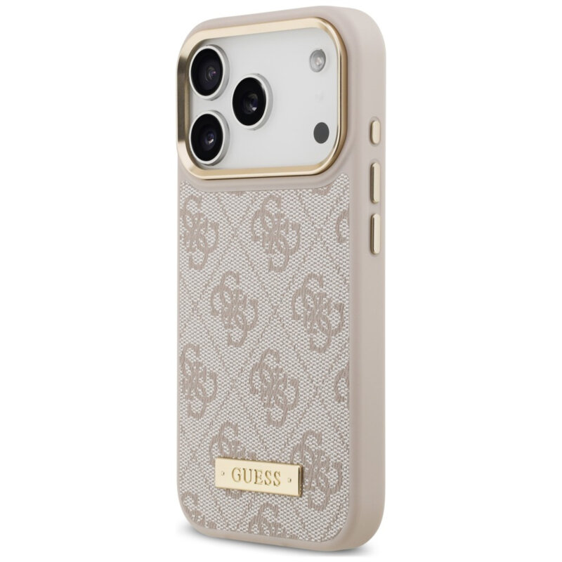 Husa originala Guess iPhone 17 Pro Hardcase 4G Logo Plate MagSafe, roz, GUHMP18LU4GPRP