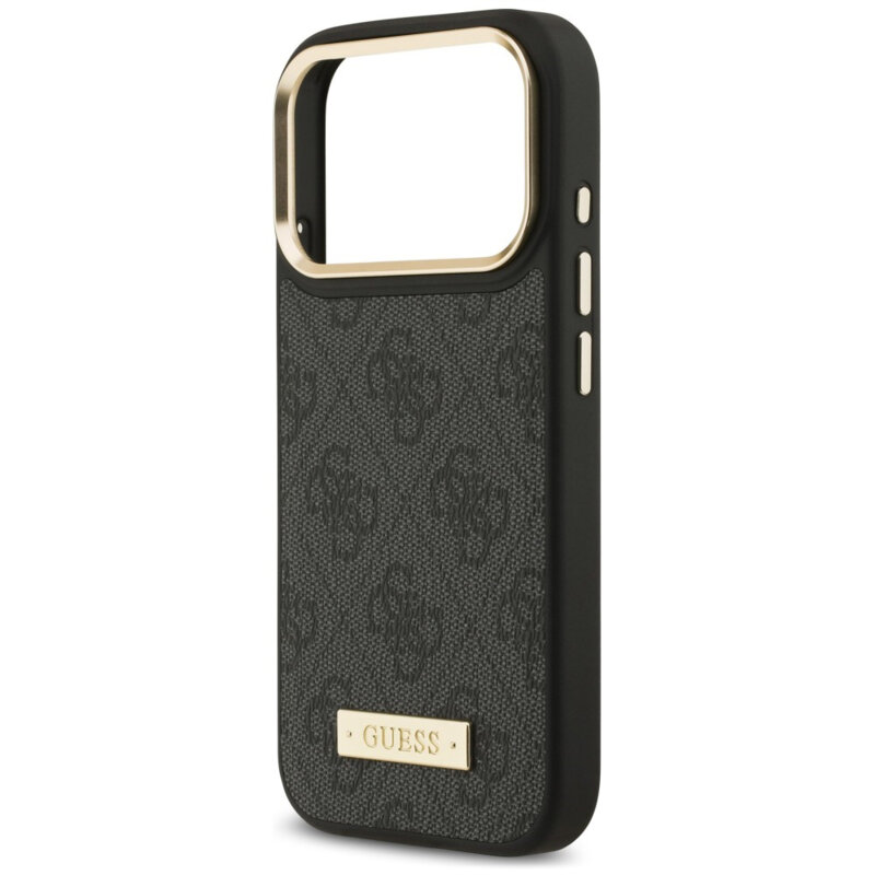 Husa originala Guess iPhone 18 Pro Hardcase 4G Logo Plate MagSafe, negru, GUHMP18LU4GPRK