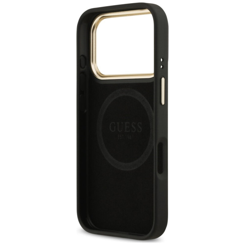 Husa originala Guess iPhone 18 Pro Hardcase 4G Logo Plate MagSafe, negru, GUHMP18LU4GPRK