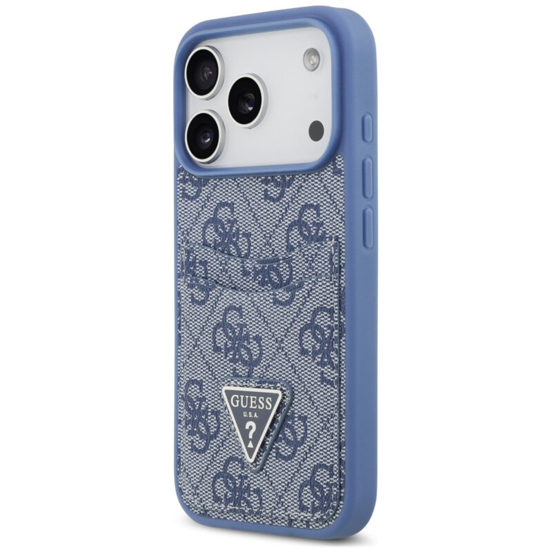 Husa originala Guess iPhone 17 Pro Hardcase 4G Double Card Triangle, albastru, GUHCP18LP4TPB