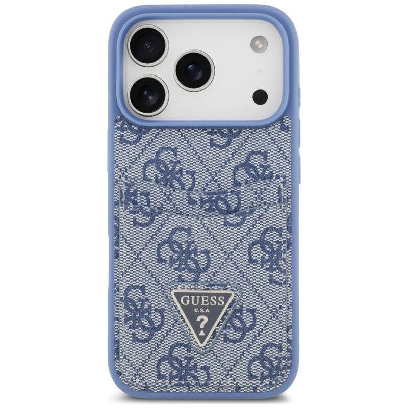 Husa originala Guess iPhone 17 Pro Max Hardcase 4G Double Card Triangle, albastru, GUHCP18XP4TPB