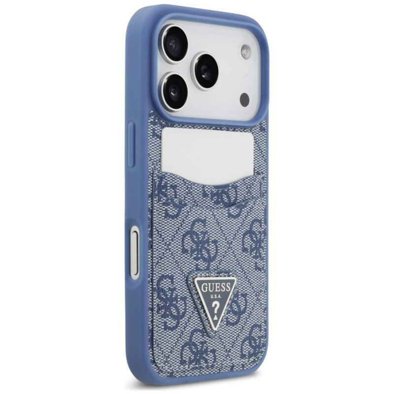 Husa originala Guess iPhone 17 Pro Max Hardcase 4G Double Card Triangle, albastru, GUHCP18XP4TPB