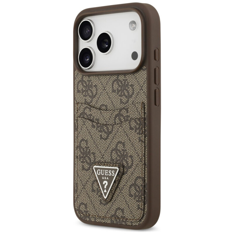 Husa originala Guess iPhone 18 Pro Hardcase 4G Double Card Triangle, maro, GUHCP18LP4TPW