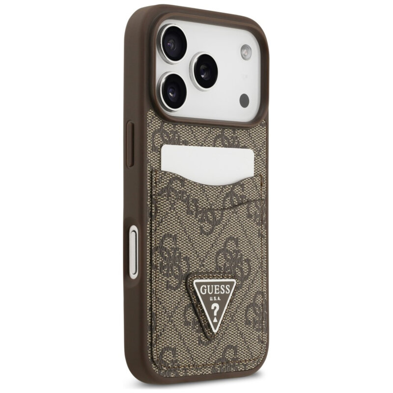 Husa originala Guess iPhone 18 Pro Max Hardcase 4G Double Card Triangle, maro, GUHCP18XP4TPW
