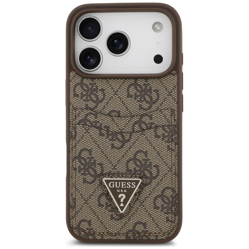 Husa originala Guess iPhone 17 Pro Max Hardcase 4G Double Card Triangle, maro, GUHCP18XP4TPW