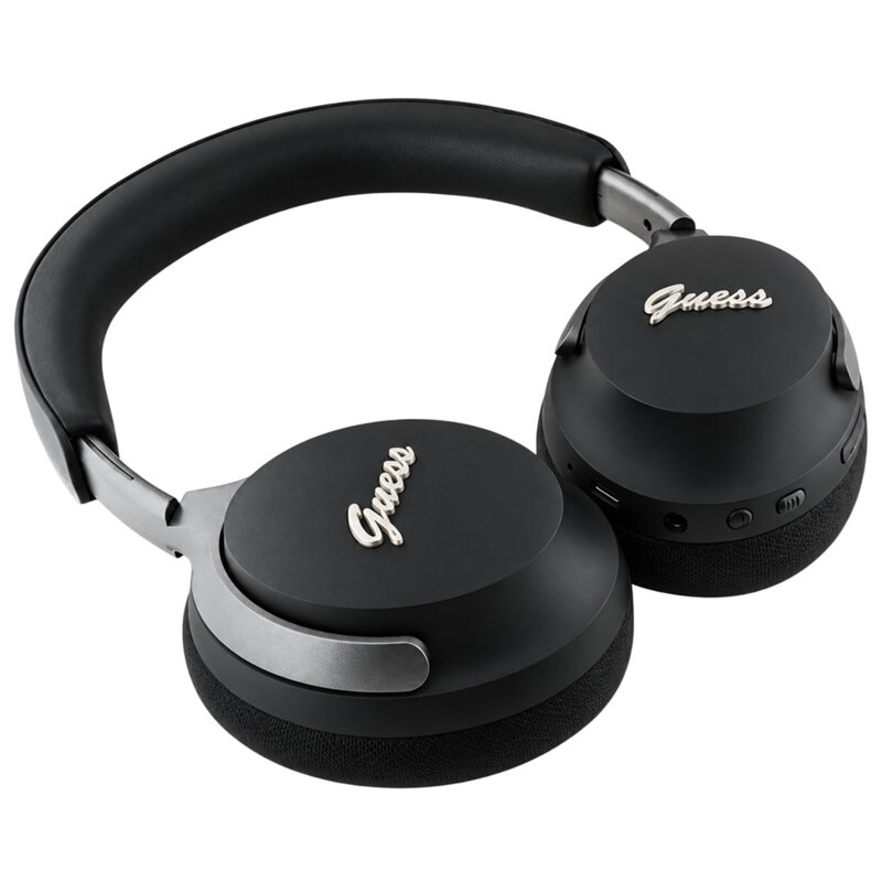 Casti wireless Guess Metal Script Logo, negru, GUBHC22PSFCSMK