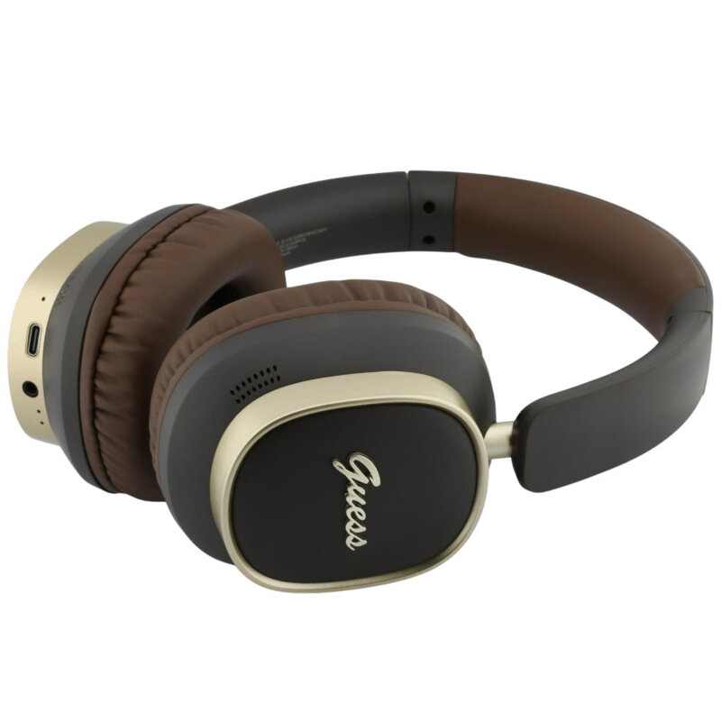 Casti Bluetooth Guess Rectangle Metal Script, maro, GUBHV28HGCSMW