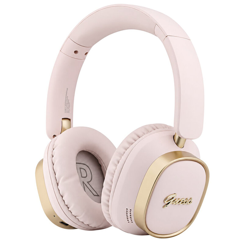 Casti Bluetooth Guess Rectangle Metal Script, roz, GUBHV28HGCSMP