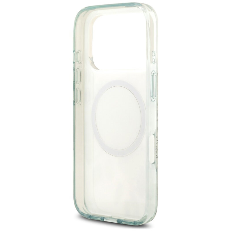 Husa iPhone 18 Pro originala Guess IML Flower & Tonal Circle MagSafe, verde, GUHMP18LHFWBDCEN